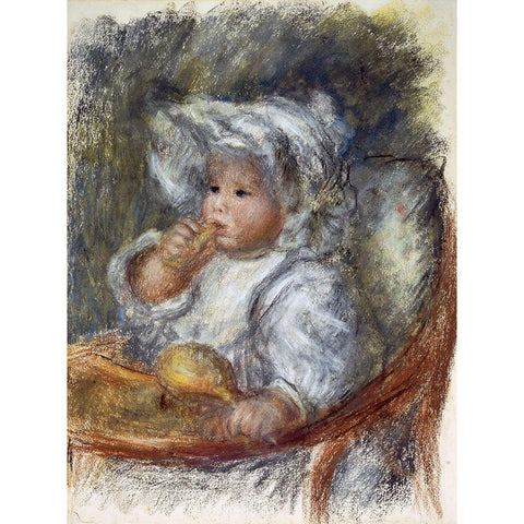 Jean Renoir in a Chair - The Child with a Biscuit Black Modern Wood Framed Art Print with Double Matting by Renoir, Pierre-Auguste