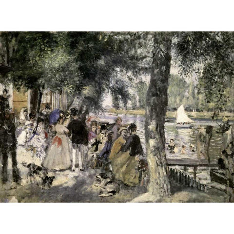 La Grenouilliere - Bathers In The Seine Black Modern Wood Framed Art Print by Renoir, Pierre-Auguste