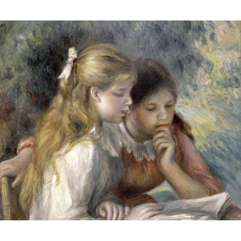 La Lecture Black Modern Wood Framed Art Print by Renoir, Pierre-Auguste