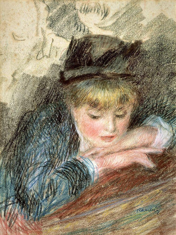 La Loge White Modern Wood Framed Art Print with Double Matting by Renoir, Pierre-Auguste