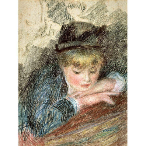 La Loge Black Modern Wood Framed Art Print by Renoir, Pierre-Auguste