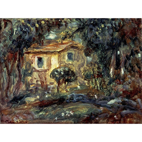 Landscape Gold Ornate Wood Framed Art Print with Double Matting by Renoir, Pierre-Auguste