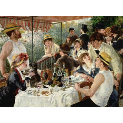 Luncheon of the Boating Party White Modern Wood Framed Art Print by Renoir, Pierre-Auguste