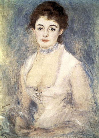 Madame Henriot, c.1876 White Modern Wood Framed Art Print with Double Matting by Renoir, Pierre-Auguste