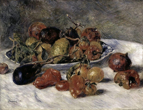 Mediterranean Fruits Black Ornate Wood Framed Art Print with Double Matting by Renoir, Pierre-Auguste
