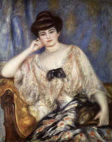 Misia Natanson White Modern Wood Framed Art Print with Double Matting by Renoir, Pierre-Auguste
