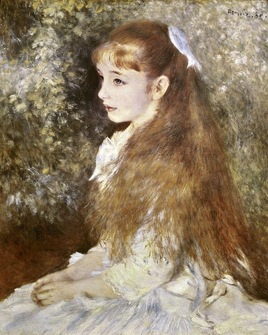 Mlle Irene Cahen DAnvers White Modern Wood Framed Art Print with Double Matting by Renoir, Pierre-Auguste
