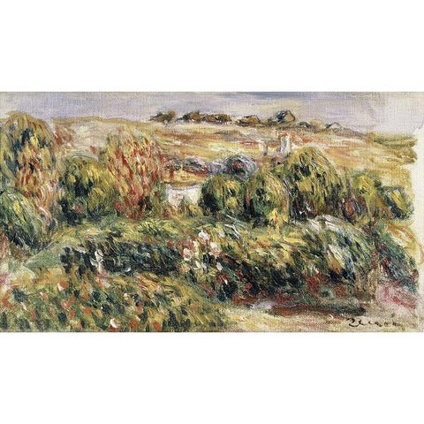Paysage de Provence White Modern Wood Framed Art Print by Renoir, Pierre-Auguste