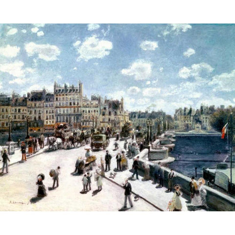 Pont Neuf, Paris White Modern Wood Framed Art Print by Renoir, Pierre-Auguste
