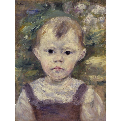 Portrait Of A Little Boy Gold Ornate Wood Framed Art Print with Double Matting by Renoir, Pierre-Auguste