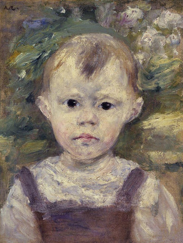 Portrait Of A Little Boy White Modern Wood Framed Art Print with Double Matting by Renoir, Pierre-Auguste