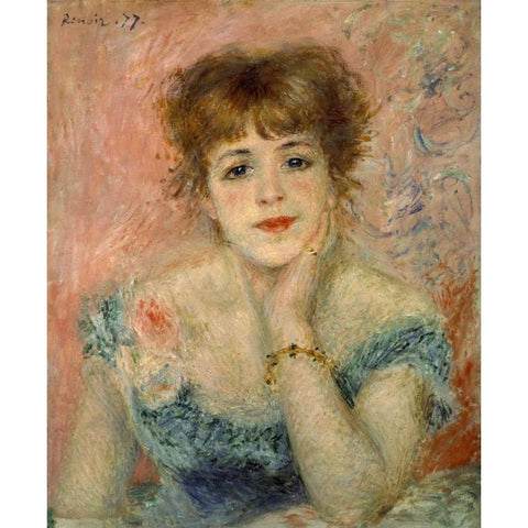 Portrait of Actress Jeanne Samary Black Modern Wood Framed Art Print by Renoir, Pierre-Auguste
