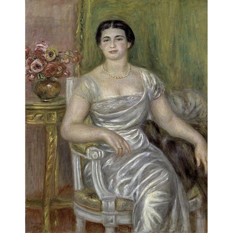 Portrait of the Poetess Alice Valliere Black Modern Wood Framed Art Print by Renoir, Pierre-Auguste