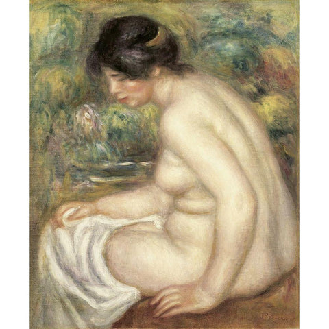 Profile Of Seated Bather Black Modern Wood Framed Art Print with Double Matting by Renoir, Pierre-Auguste