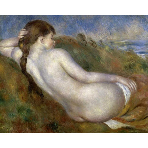 Reclining Nude White Modern Wood Framed Art Print by Renoir, Pierre-Auguste