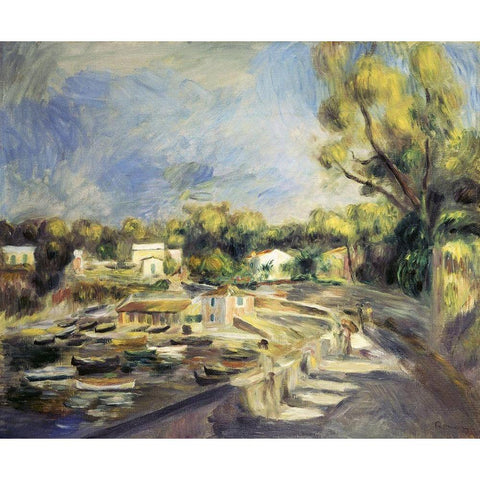 Scenery in Cagnes (Paysage a Cagnes) White Modern Wood Framed Art Print by Renoir, Pierre-Auguste