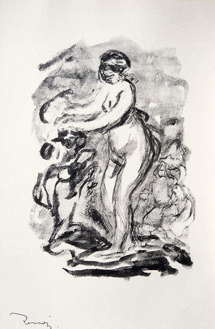 The Bather White Modern Wood Framed Art Print with Double Matting by Renoir, Pierre-Auguste