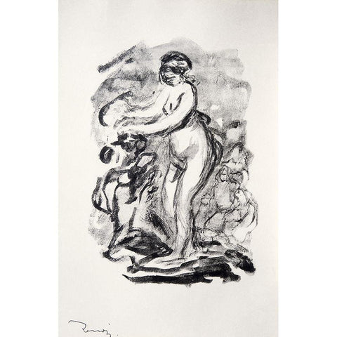 The Bather Black Modern Wood Framed Art Print by Renoir, Pierre-Auguste