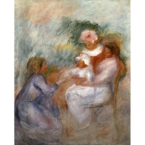 The Family White Modern Wood Framed Art Print by Renoir, Pierre-Auguste