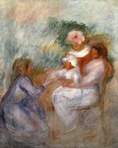 The Family Black Ornate Wood Framed Art Print with Double Matting by Renoir, Pierre-Auguste