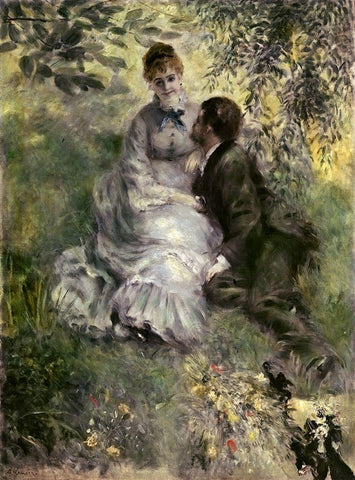 The Lovers Black Ornate Wood Framed Art Print with Double Matting by Renoir, Pierre-Auguste