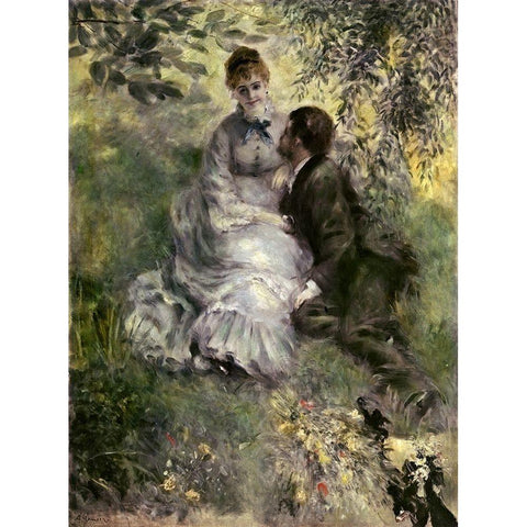 The Lovers Gold Ornate Wood Framed Art Print with Double Matting by Renoir, Pierre-Auguste