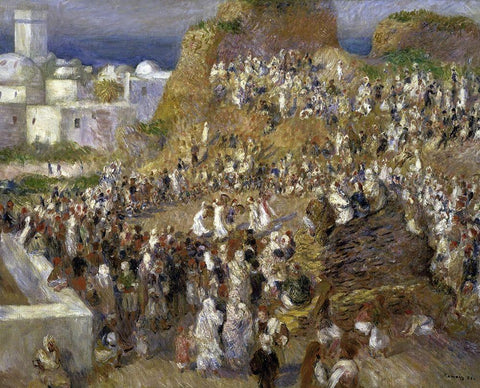 The Mosque (Arab Holiday) White Modern Wood Framed Art Print with Double Matting by Renoir, Pierre-Auguste