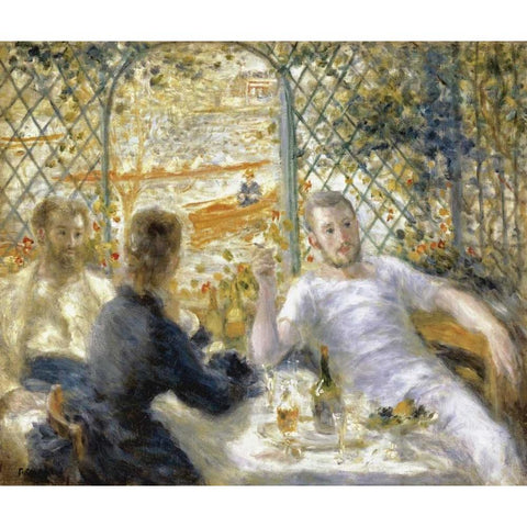 The Rowers Lunch Black Modern Wood Framed Art Print by Renoir, Pierre-Auguste