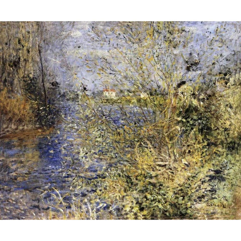 The Seine at Argenteuil Gold Ornate Wood Framed Art Print with Double Matting by Renoir, Pierre-Auguste