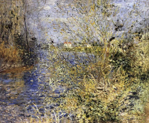 The Seine at Argenteuil White Modern Wood Framed Art Print with Double Matting by Renoir, Pierre-Auguste