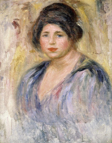The Woman with a Hat (La Femme au Chapeau) Black Ornate Wood Framed Art Print with Double Matting by Renoir, Pierre-Auguste