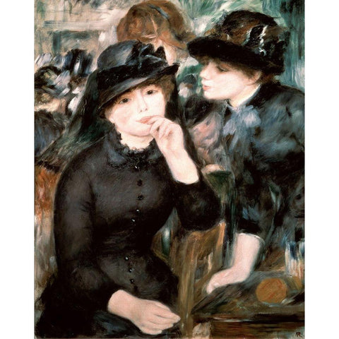 Two Women Black Modern Wood Framed Art Print with Double Matting by Renoir, Pierre-Auguste
