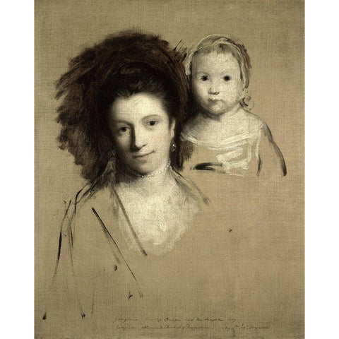 Study of Giorgina and Her Daughter White Modern Wood Framed Art Print by Reynolds, Joshua