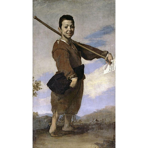 Club-Footed Boy Black Modern Wood Framed Art Print with Double Matting by Ribera, Jusepe de