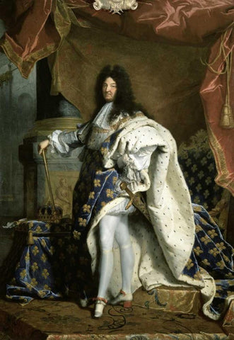 Louis XIV, King of France White Modern Wood Framed Art Print with Double Matting by Rigaud, Hyacinthe