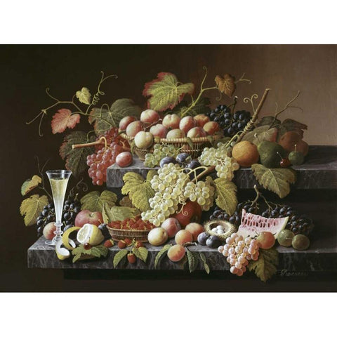 Bountiful Harvest Black Modern Wood Framed Art Print with Double Matting by Roesen, Severin