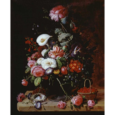 Floral Still Life White Modern Wood Framed Art Print by Roesen, Severin