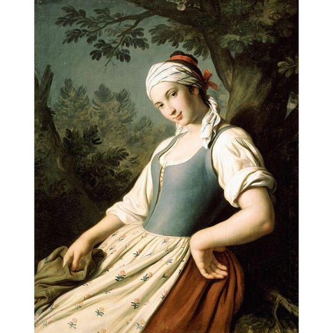 Young Woman Black Modern Wood Framed Art Print with Double Matting by Rotari, Pietro Antonio