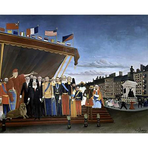 Delivery of Due Reward (La Remise du Prix) White Modern Wood Framed Art Print by Rousseau, Henri