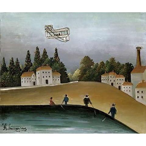 Fishermen with their Lines White Modern Wood Framed Art Print by Rousseau, Henri