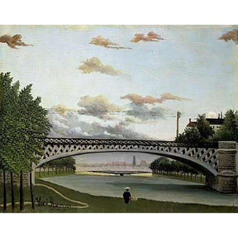 The Charenton Bridge White Modern Wood Framed Art Print by Rousseau, Henri