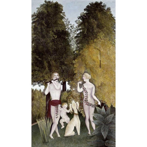 The Happy Quartet Black Modern Wood Framed Art Print with Double Matting by Rousseau, Henri