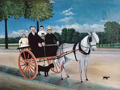 Uncle Juniors Dog Cart White Modern Wood Framed Art Print with Double Matting by Rousseau, Henri