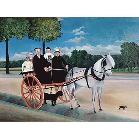 Uncle Juniors Dog Cart Gold Ornate Wood Framed Art Print with Double Matting by Rousseau, Henri