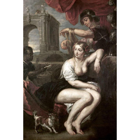 Bathsheba at the Spring White Modern Wood Framed Art Print by Rubens, Peter Paul