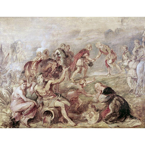 Meeting of The Two Ferdinands White Modern Wood Framed Art Print by Rubens, Peter Paul