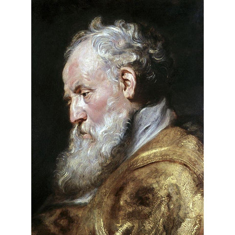 Saint Ambrose Gold Ornate Wood Framed Art Print with Double Matting by Rubens, Peter Paul