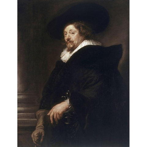 Self-Portrait Black Modern Wood Framed Art Print by Rubens, Peter Paul