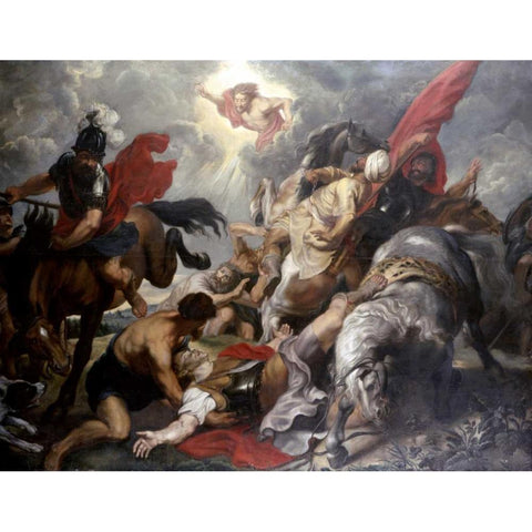 The Conversion of St. Paul Black Modern Wood Framed Art Print with Double Matting by Rubens, Peter Paul