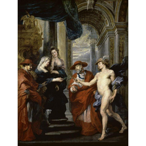 The Treaty of Angouleme (Life of Marie de Medici, Queen of France) White Modern Wood Framed Art Print by Rubens, Peter Paul